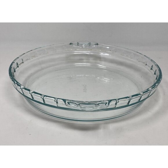 Vintage Pyrex Clear Glass 9.5” Pie Plate Deep Baking Dish Fluted W Handles # 229 - Picture 4 of 9